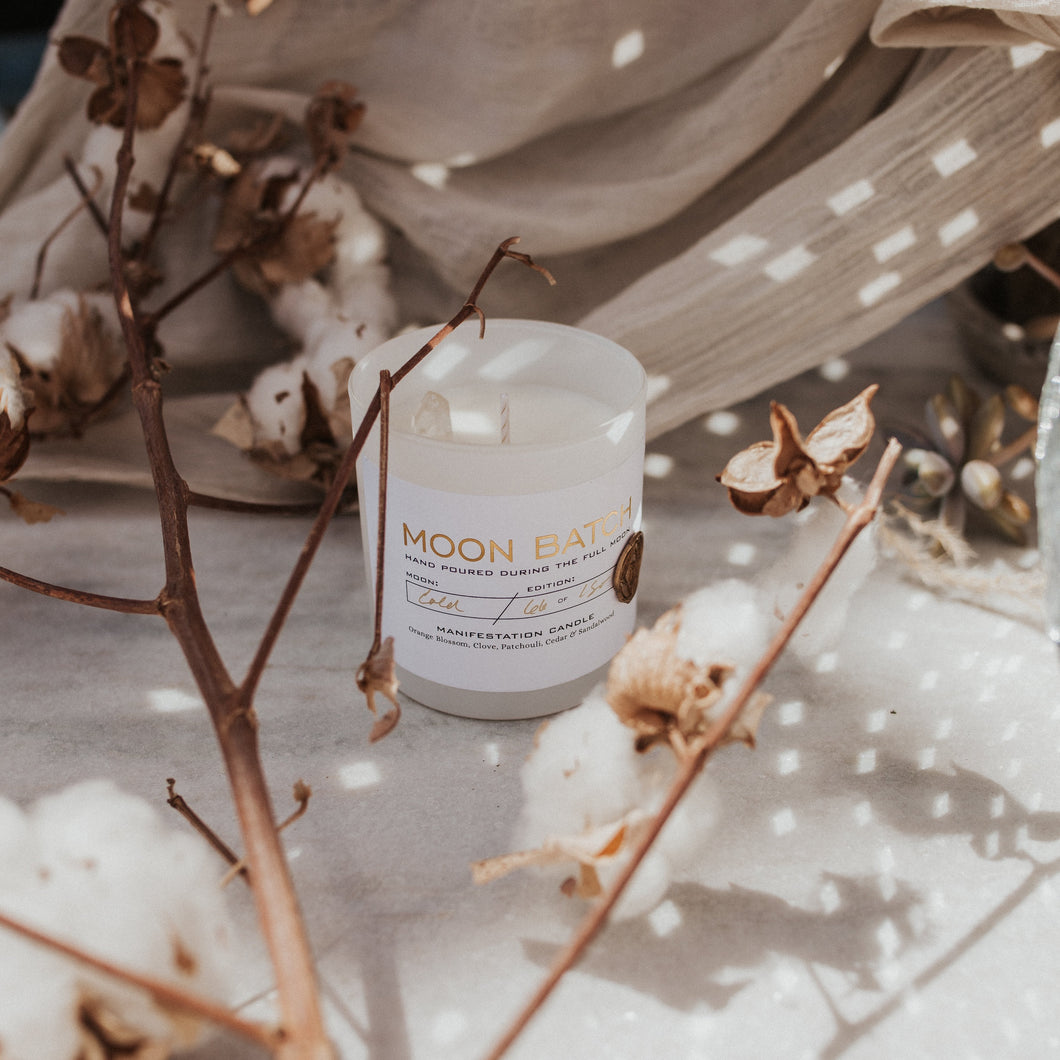 Moon Batch Candle- White